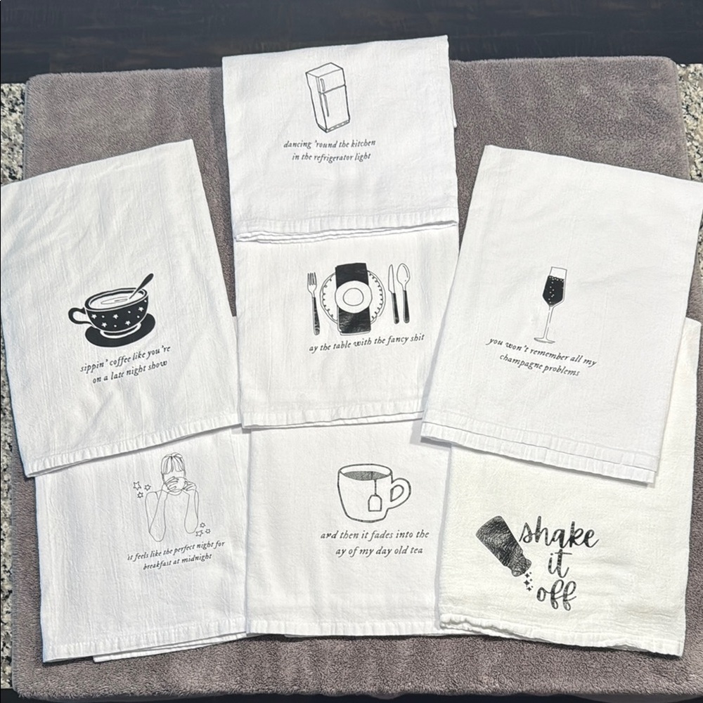Taylor Swift lyric white Kitchen Towel Set with Fun Prints